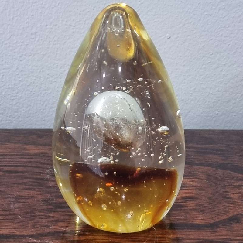 Blown Glass Paper Weight Vintage Controlled Bubbles