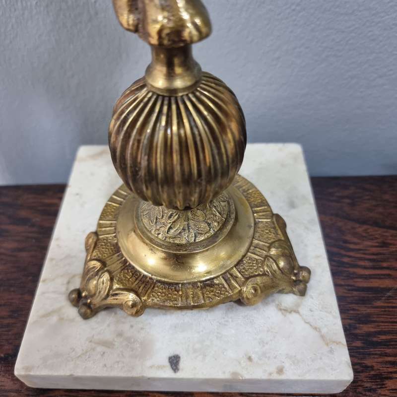 Antique Cherub Solid Brass Lamp on marble base