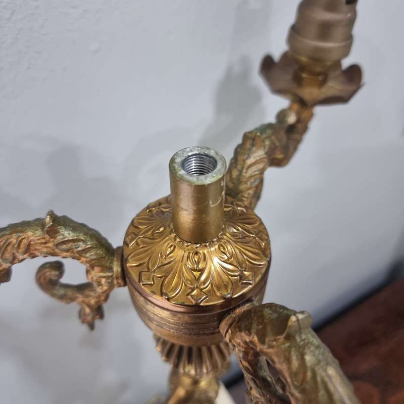 Antique Cherub Solid Brass Lamp on marble base