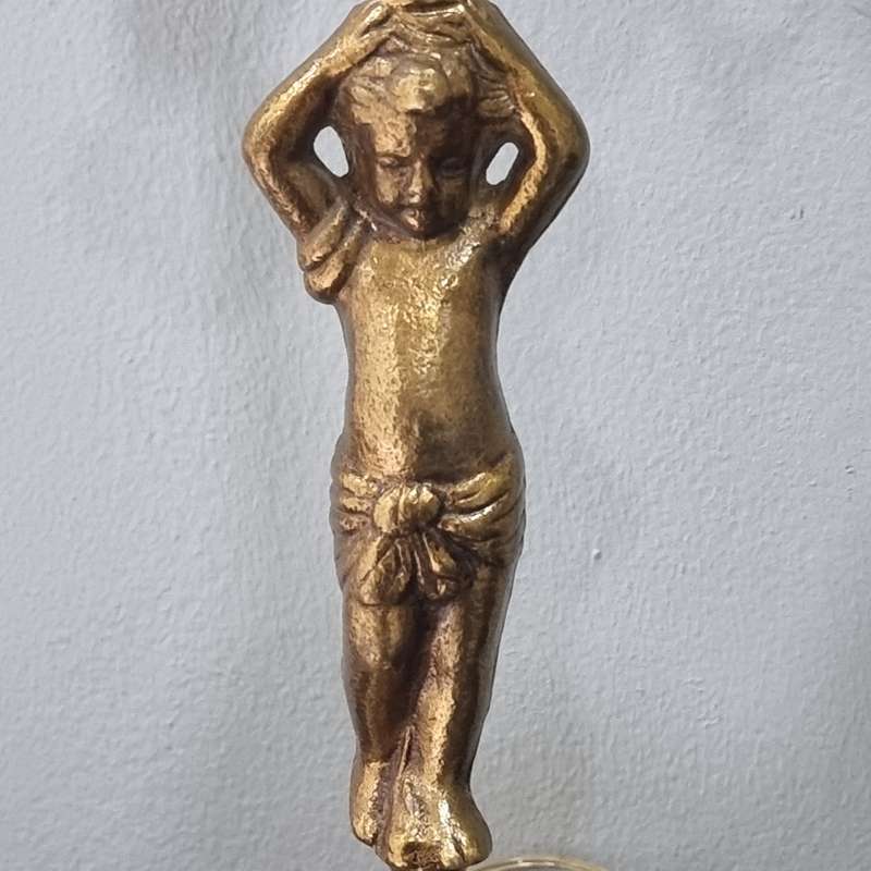 Antique Cherub Solid Brass Lamp on marble base