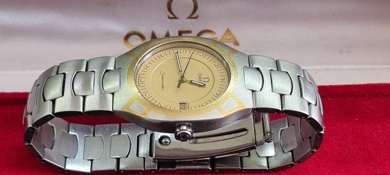Omega Seamaster Polaris 18 K Gold Steel Quartz Watch