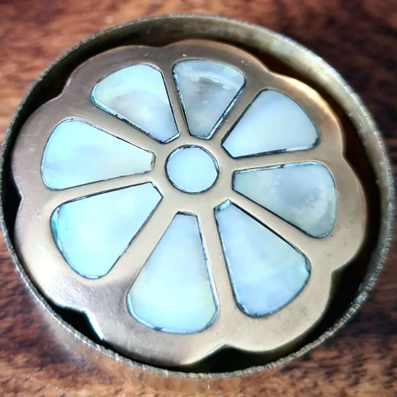 Vintage 3 small Brass mother of pearl ring/trinket boxes