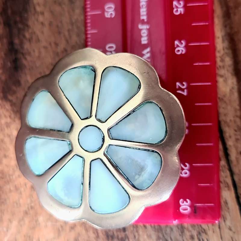 Vintage 3 small Brass mother of pearl ring/trinket boxes