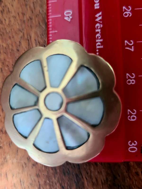 Vintage 3 small Brass mother of pearl ring/trinket boxes