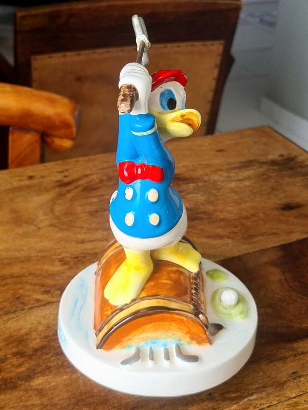 Very Rare!!nSchmid Walt Disney Donald Duck Wind-up Music Box Figurine-Made in Japan