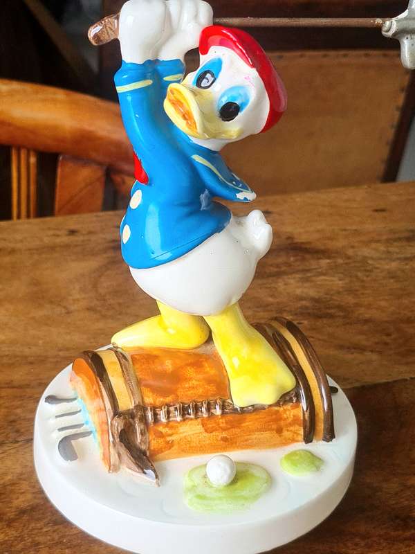 Very Rare!!nSchmid Walt Disney Donald Duck Wind-up Music Box Figurine-Made in Japan