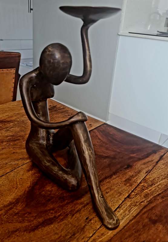 Vintage Abstract Sculpture Nude Woman Sitting Candlestick HOlder