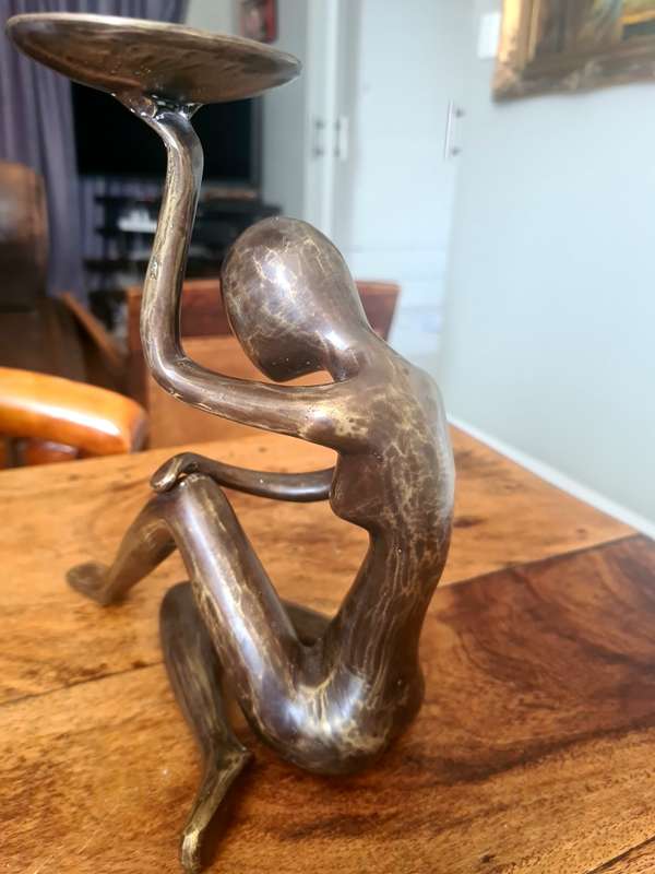 Vintage Abstract Sculpture Nude Woman Sitting Candlestick HOlder