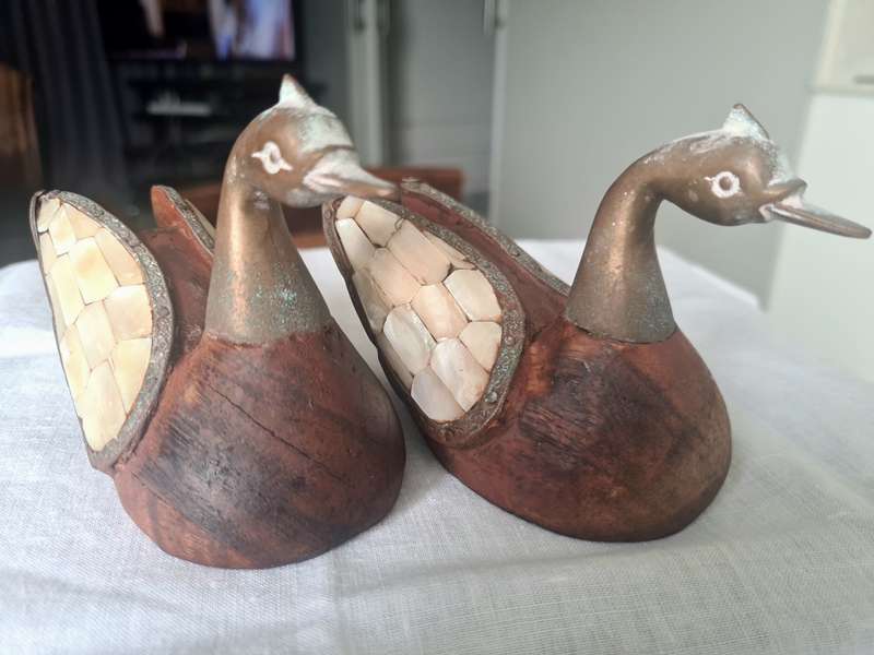 Vintage Pair of Wooden Water Birds