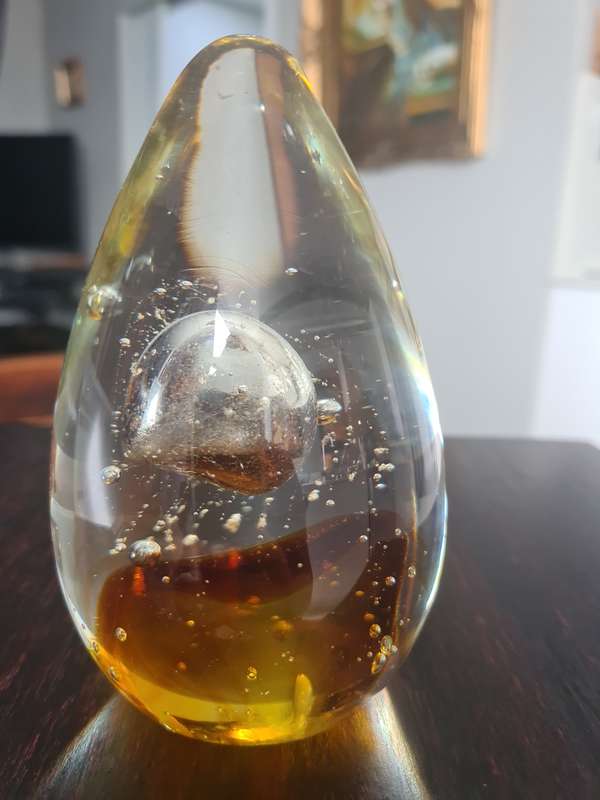 Blown Glass Paper Weight Vintage Controlled Bubbles