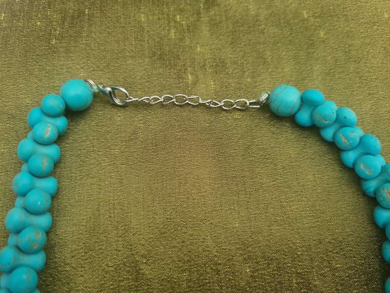 Blue Turquoise  Necklace, Spike Shaped Bead Necklace