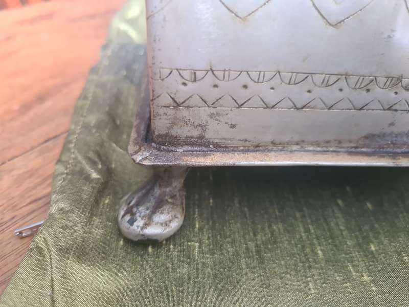 Rare!  Large Antique Iron Box with etched decoration