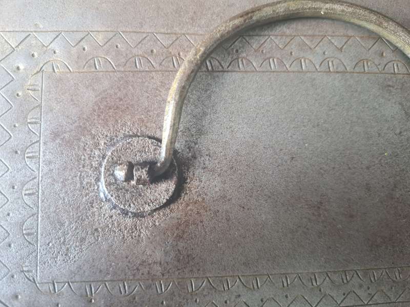 Rare!  Large Antique Iron Box with etched decoration
