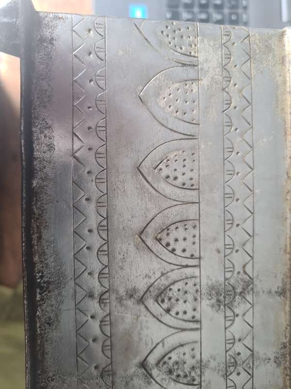 Rare!  Large Antique Iron Box with etched decoration