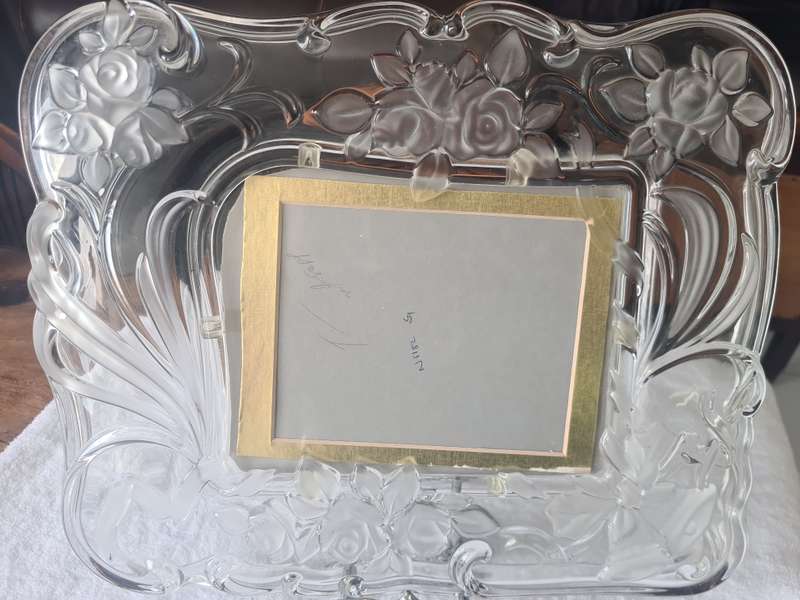 Rare Find!  Gorgeous large heavy glass floral picture frame