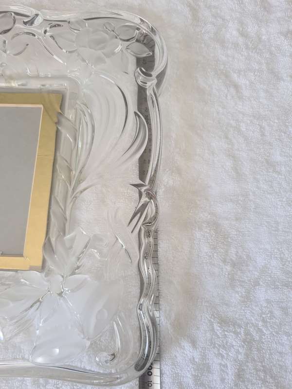 Rare Find!  Gorgeous large heavy glass floral picture frame