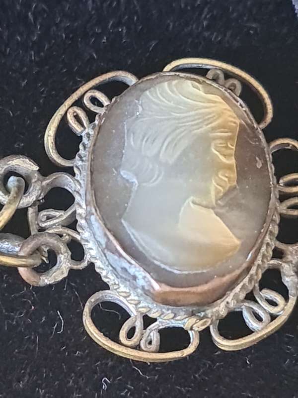 Antique Art Deco Silver Cameo Wire Work Bracelet