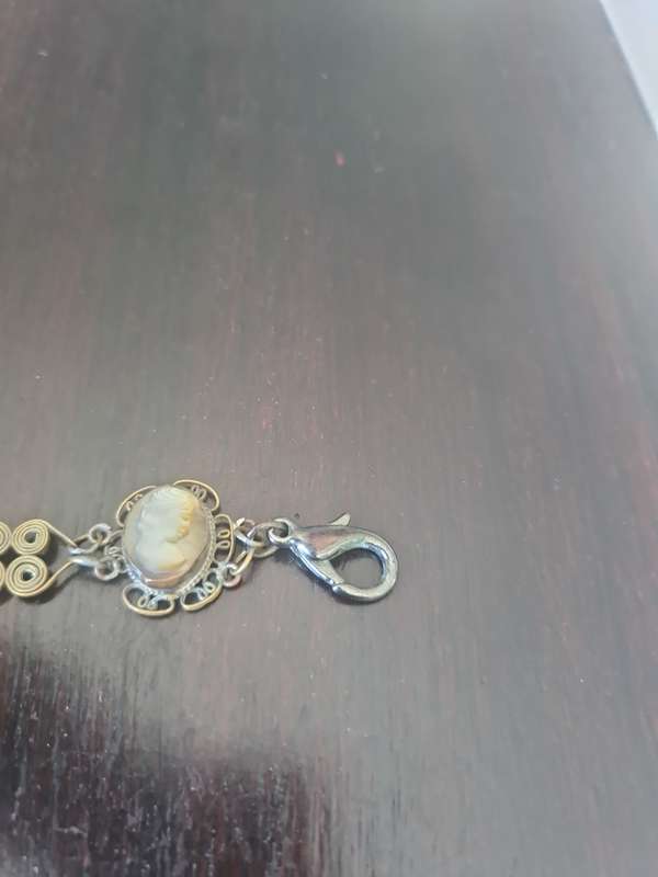 Antique Art Deco Silver Cameo Wire Work Bracelet