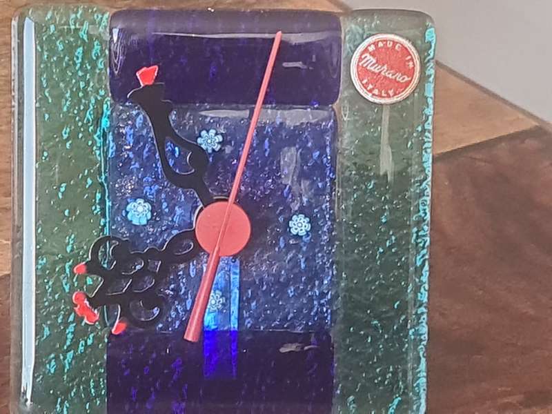Hand Blown Murano Italy Glass  Clock Working