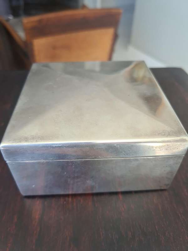 Silver Cigarette/Jewelry box wood Lined