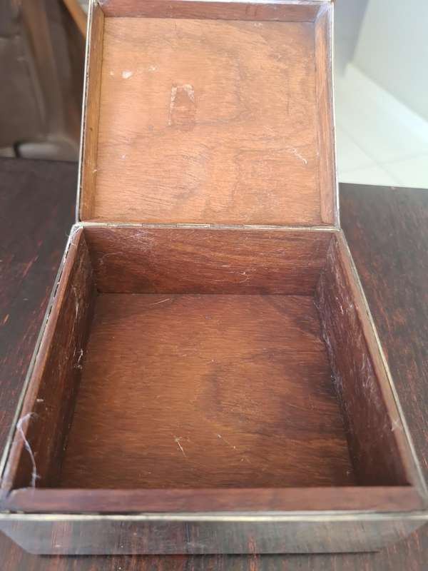 Silver Cigarette/Jewelry box wood Lined