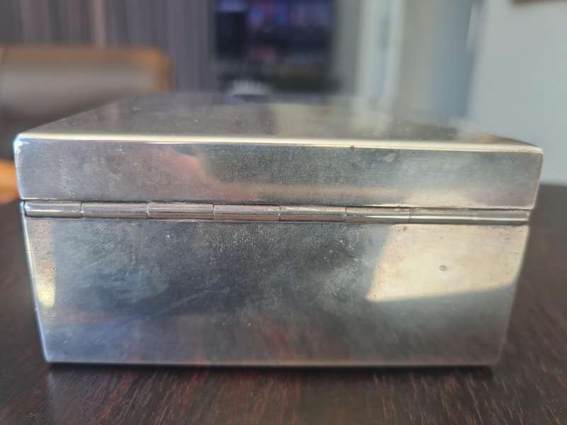 Silver Cigarette/Jewelry box wood Lined