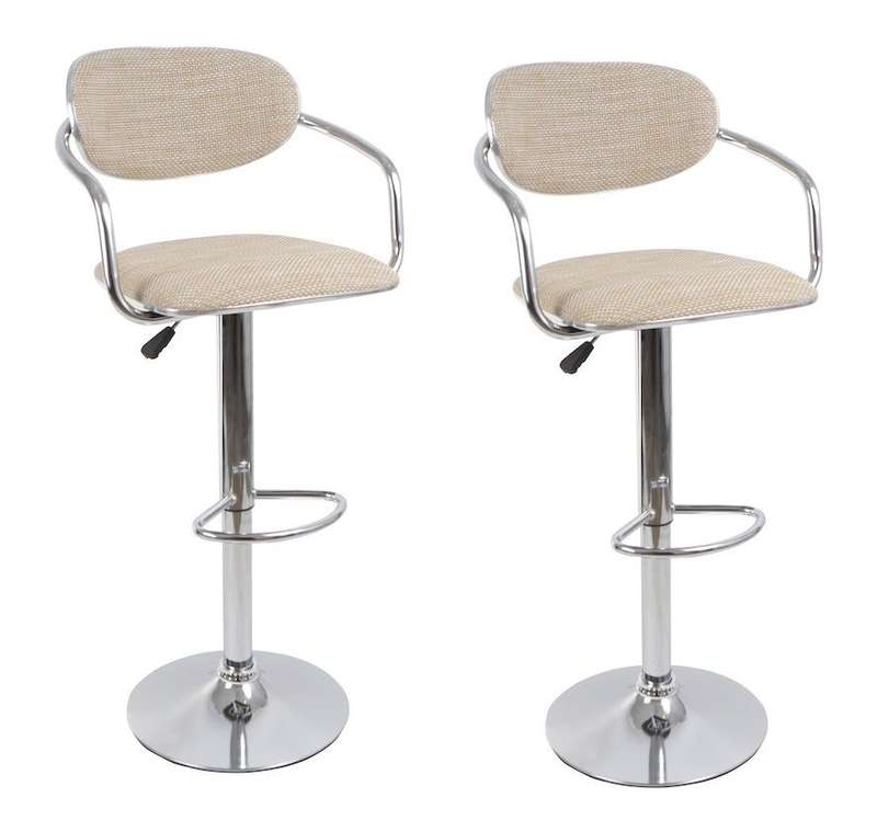 Rattan Bamboo Bar Stools / Kitchen Counter Chairs - 2 Pack - Beige Colour