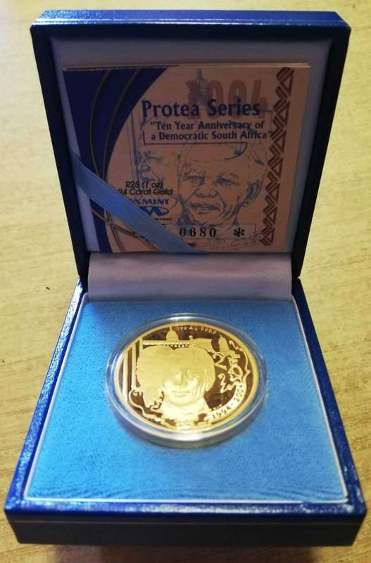Nelson Mandela 1oz 24 carat gold coin