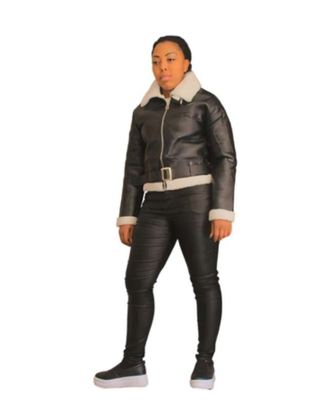 Ladies' Black Aviator Jacket  Bold. Warm. Effortlessly Chic