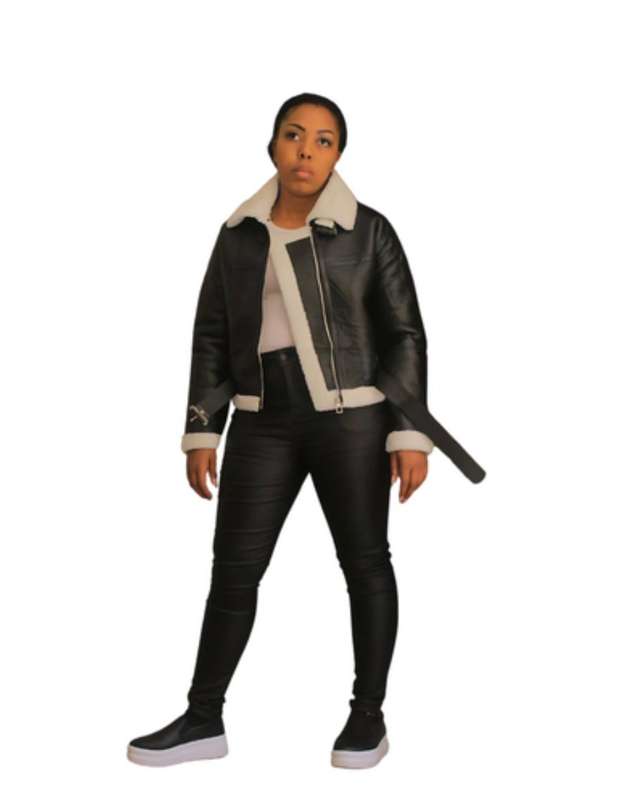 Ladies' Black Aviator Jacket  Bold. Warm. Effortlessly Chic