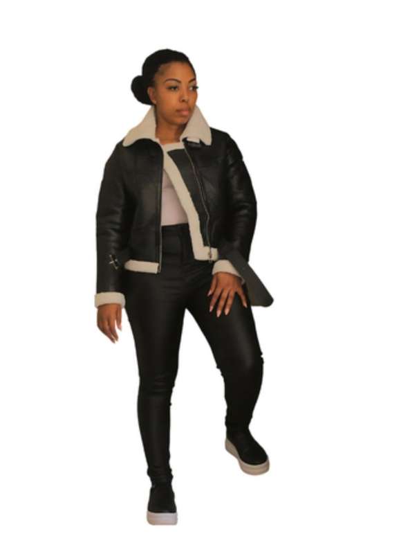 Ladies' Black Aviator Jacket  Bold. Warm. Effortlessly Chic