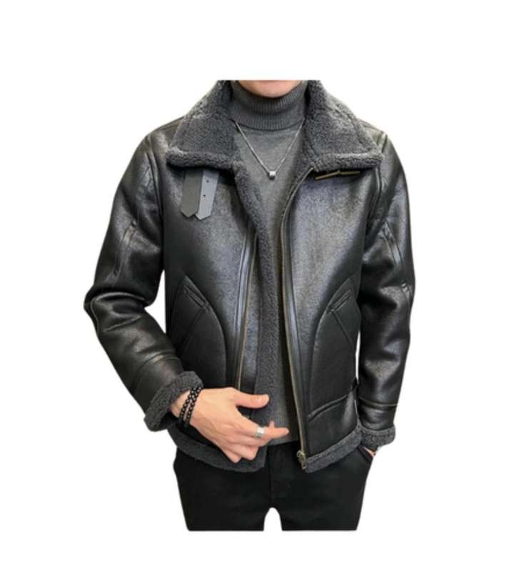 Mens Dark Brown Shearling-Style Lamb Jacket  Rugged Warmth. Timeless Style.