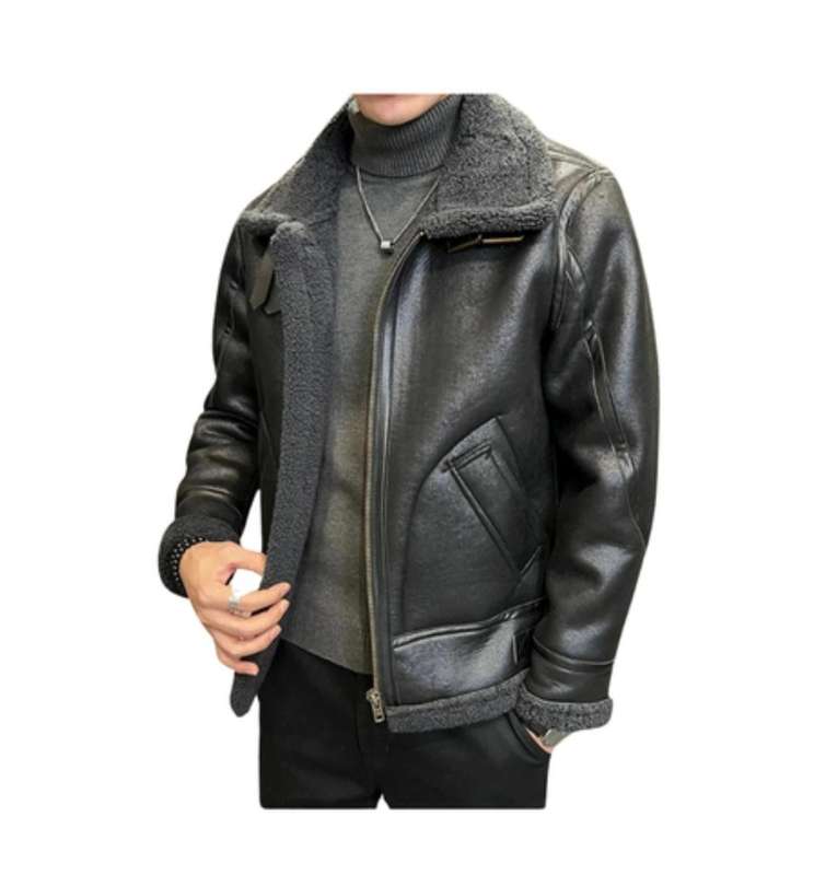 Mens Dark Brown Shearling-Style Lamb Jacket  Rugged Warmth. Timeless Style.