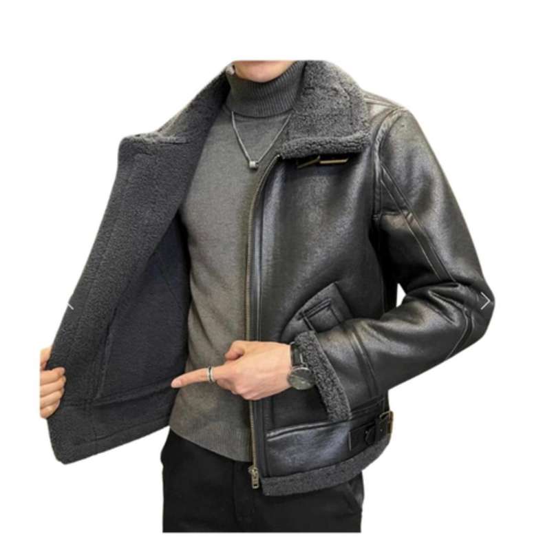Mens Dark Brown Shearling-Style Lamb Jacket  Rugged Warmth. Timeless Style.
