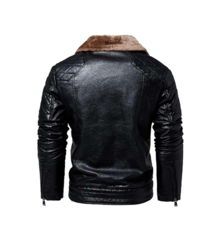 Mens Outdoor Winter Warm Fleece Pilot PU Leather Jacket