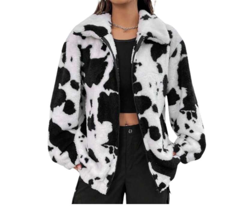 Black & White Cow Print Fur Jacket  Cozy, Bold, and Unforgettable