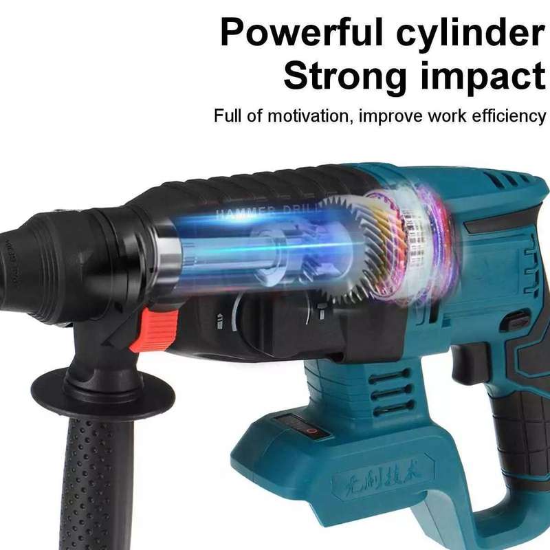 Wireless Handheld Electric Hammer Drill, 2 Lithium Battery Packs & Gloves