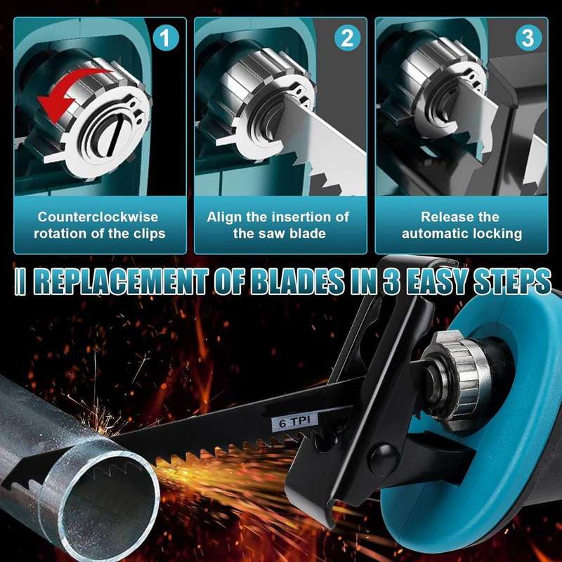 DEFECTIVE 36V Wireless Reciprocating Saw - 6 Pc Lithium Electric Sabre Saw Kit