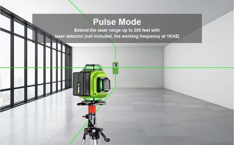 16 Line Laser Level Self Leveling 4D Green Cross Measuring Tool & Gloves