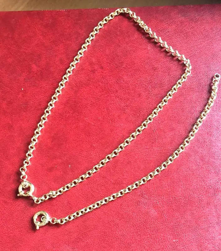 9 K / 9 carat solid Gold, Imported yellow Belcher necklace with signoretti clasp- cm 45