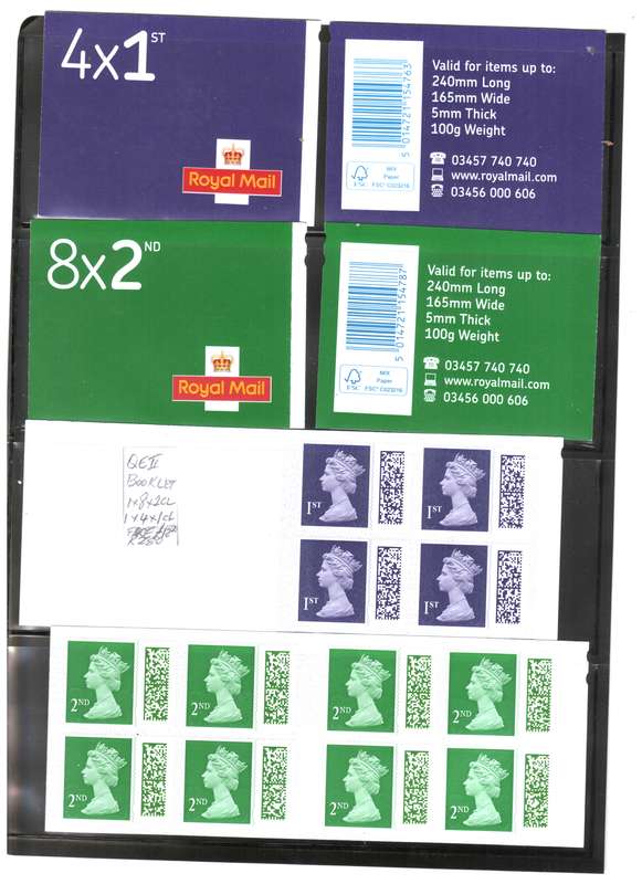 Great Britain -royal Mail Barcoded adhesive booklets x 2 - At  cost --quite scarce