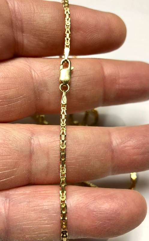 9k solid -9 carat Yellow Gold,Byzantine link necklace -cm 45 long