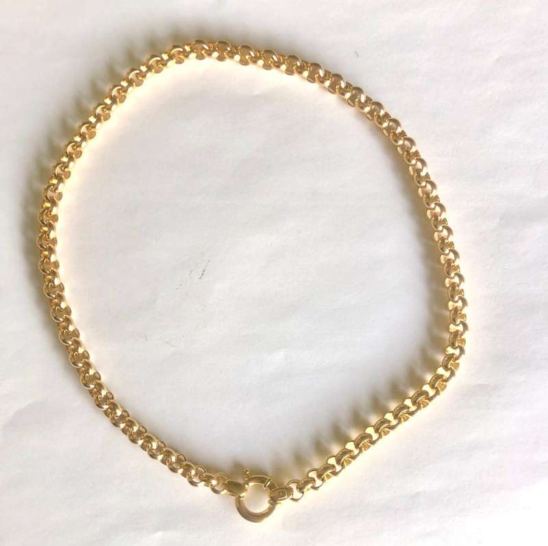 9 K / 9 carat solid Gold, Imported yellow Belcher, 50cm Long Necklace with signoretti clasp-