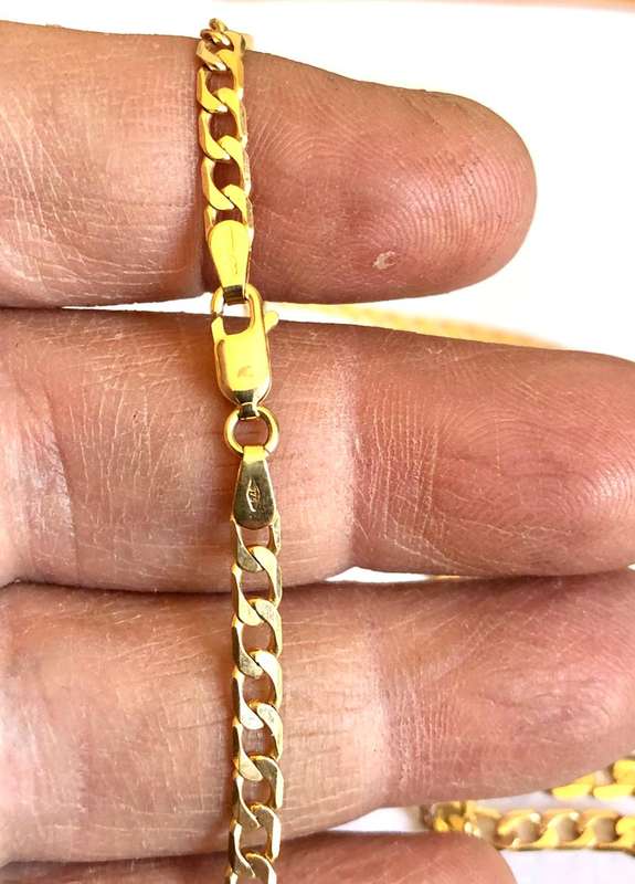 9k solid 9 carat yellow Gold, Gents necklace- Links are mm3.7 wide - lenght cm 55