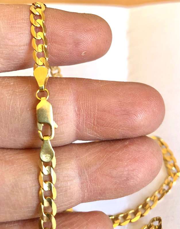 9k solid 9 carat yellow Gold, Gents necklace- Links are mm 4,5wide - lenght cm 55