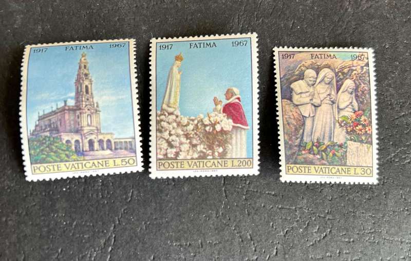 Vatican City -- year 1967Unmounted complete set of 3 --Fatima --bid per stamp