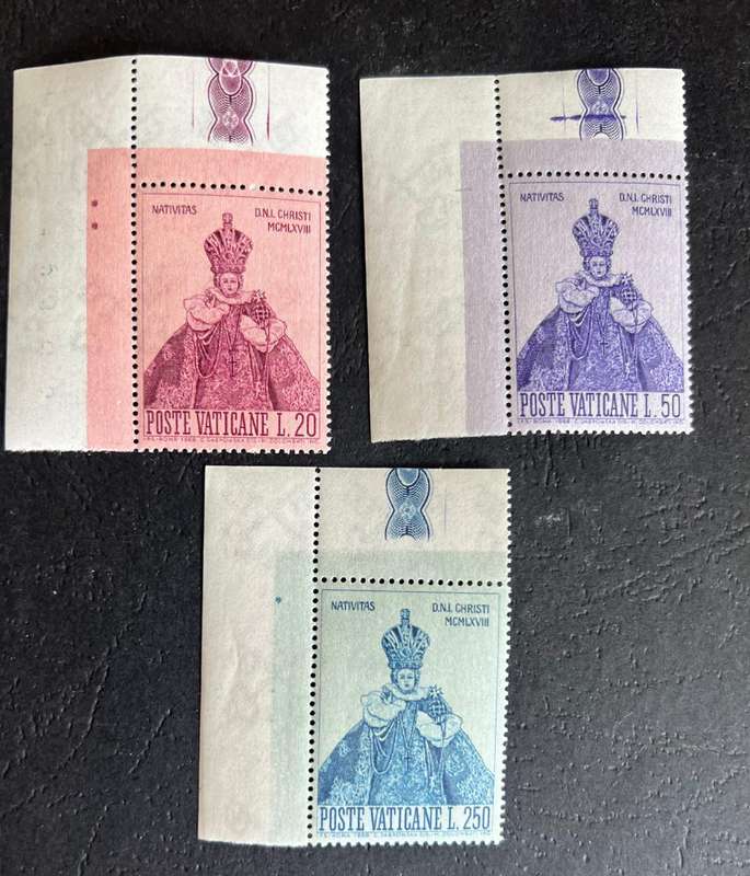 Vatican City -- year 1968 Unmounted complete set of 3 --Xmas --bid per stamp