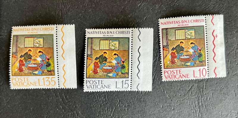 Vatican City -- year 1964 Unmounted complete set of 3 --xmas  --bid per stamp