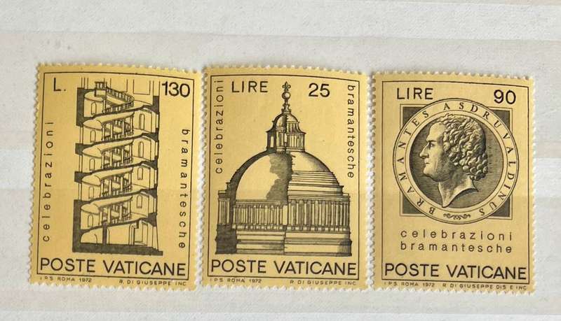 Vatican City -- year 1972 Unmounted complete set of 3 --bramante  --bid per stamp