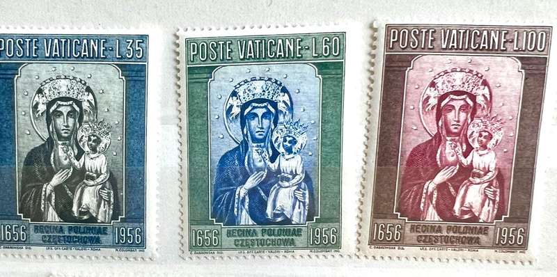 Vatican City -- year 1956 Unmounted complete set of 3 --black Madonna--bid per stamp